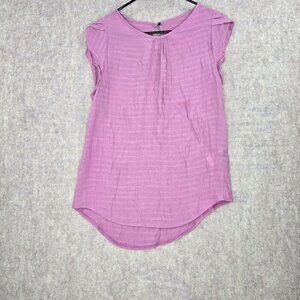 Emery Rose Womens Pleated Blouse Purple Textured Lightweight Fabric M Size